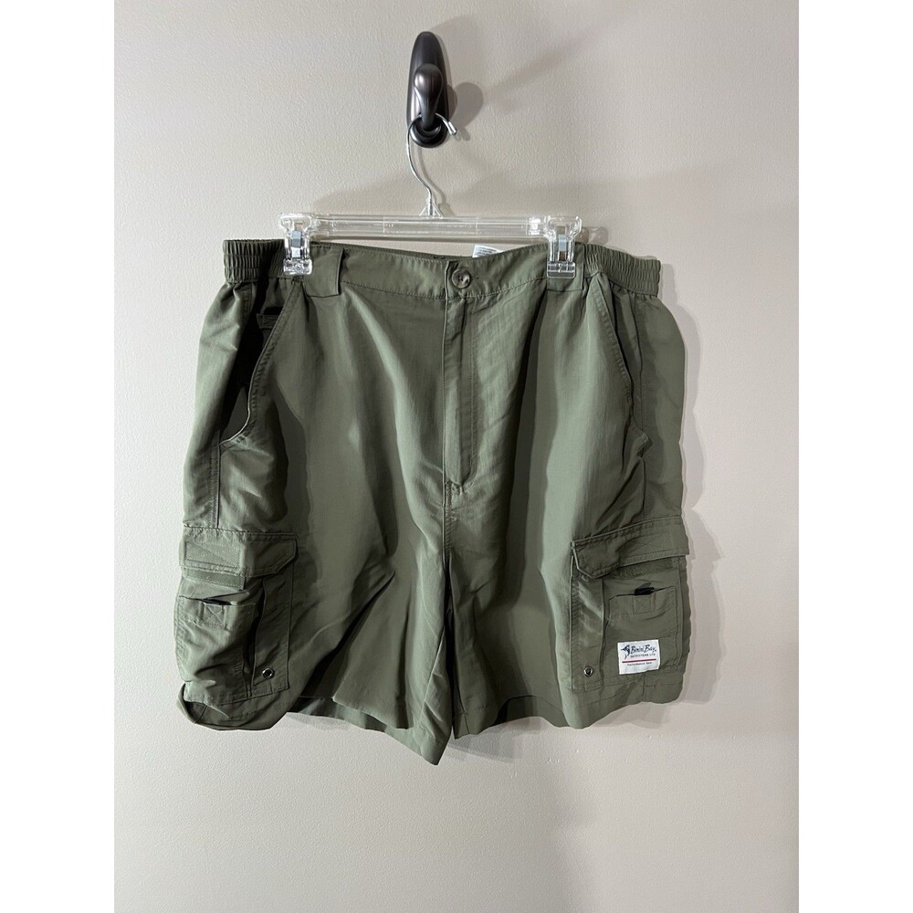 Bimini Bay Shorts Mens 42 Green Cargo Nylon Elastic Hiking Outdoor Fishing